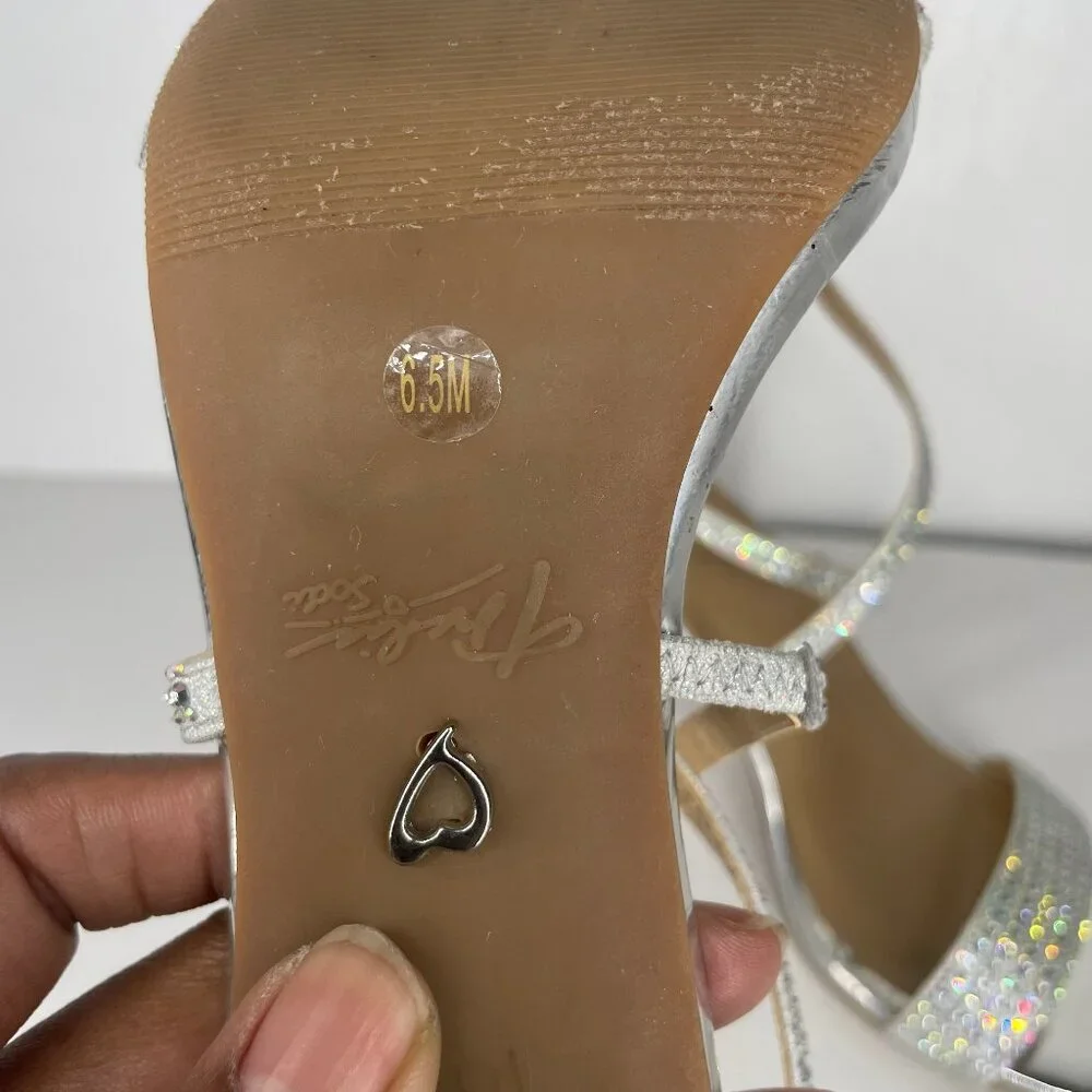 Thalia Sodi DARRIA Silver Rhinestone Stiletto Sandals Glam Nightlux 6.5M